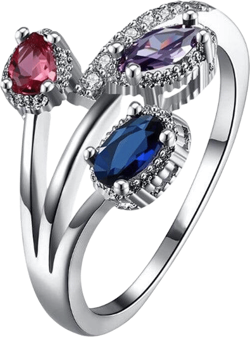 Multicolor Flower Ring for Women with Cubic Zirconia Stones