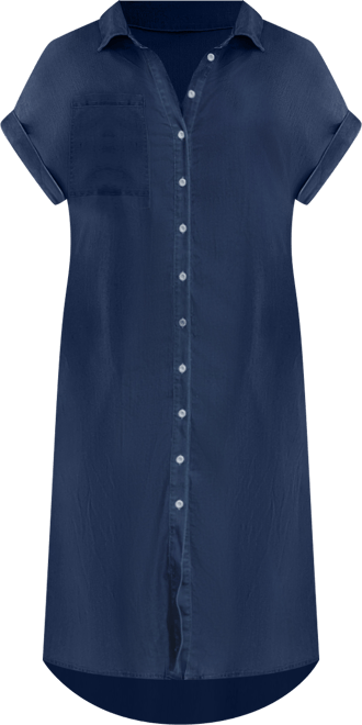 Women's Denim Short Sleeve Button Down Cover Up Dress