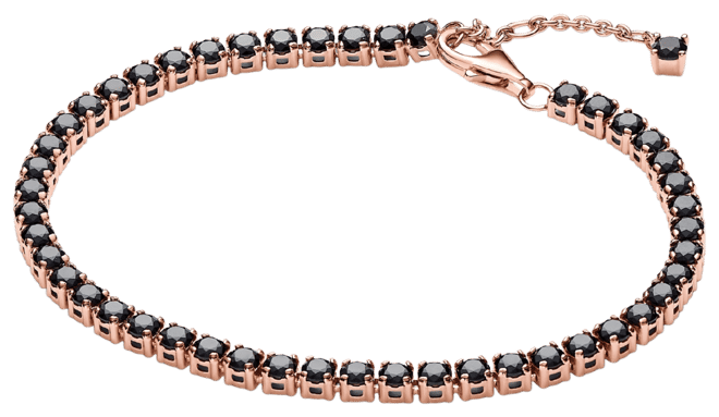 Pandora 14K Rose Gold-Plated Timeless Black Sparkling Tennis