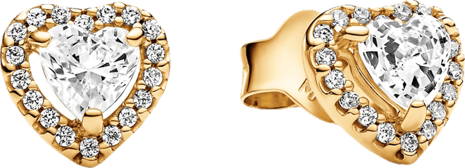 Clear Cubic Zirconia Heart Stud Earrings