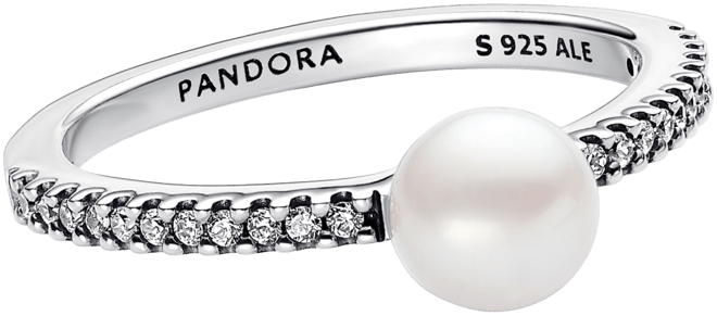 Sterling Silver Timeless Treated Freshwater Cultured Pearl Pave Ring
