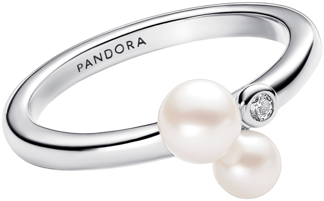 Sterling Silver Timeless Duo Treated Freshwater Cultured Pearls Ring