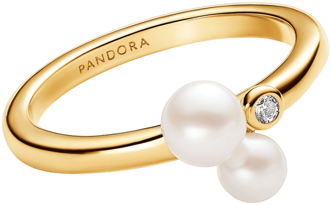 Sterling Silver Timeless Duo Treated Freshwater Cultured Pearls Ring