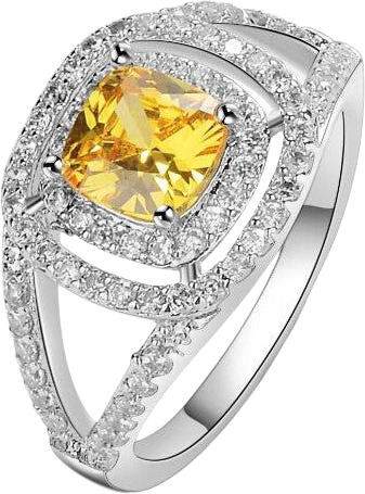 Citrine Ring for Women with Crystal Accent Stones