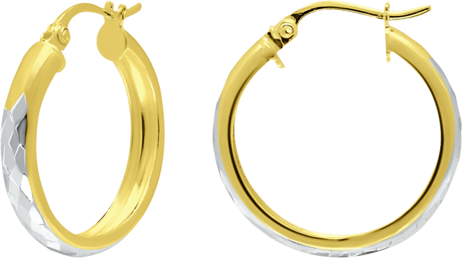 Two-Tone Textured Small Hoop Earrings in Sterling Silver & 18k Gold-Plate, 20mm, Created for Macy's