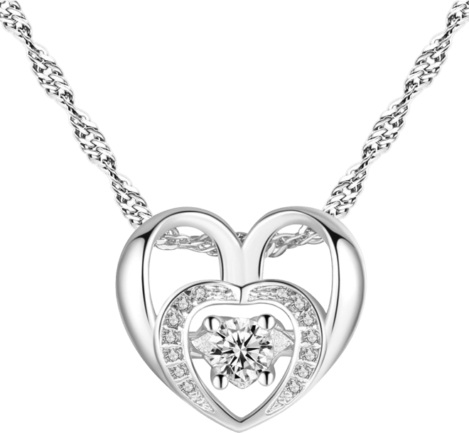 Double Heart Necklace with Cubic Zirconia Necklace for Women