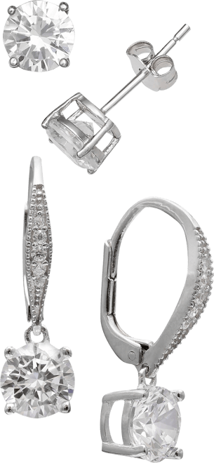 2-Pc. Cubic Zirconia Earring Set in Sterling Silver, Created for Macy's