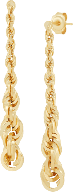 Graduated Rope Linear Earrings in 14k Gold, 1 1/2 inch