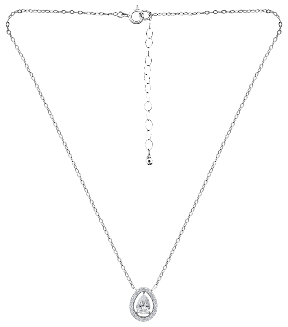 Cubic Zirconia Pear Halo Pendant Necklace in 18k Gold-Plated Sterling Silver, 16" + 2", Created for Macy's