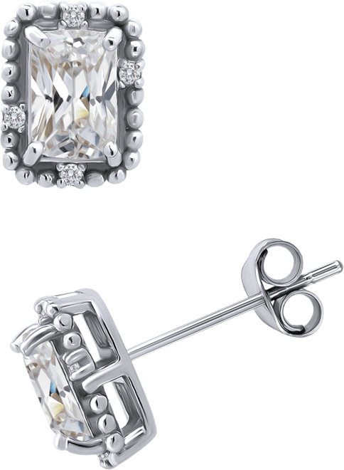 Cubic Zirconia Bead Frame Stud Earrings in 18k Gold-Plated Sterling Silver, Created for Macy's