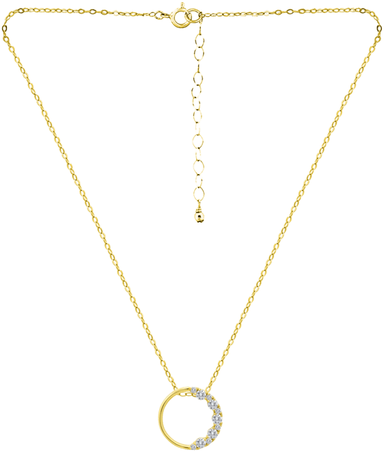 Cubic Zirconia Circle Pendant Necklace in Sterling Silver, 16" + 2" extender, Created for Macy's