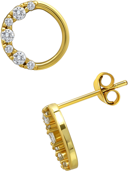 Cubic Zirconia Circle Stud Earrings in Sterling Silver, Created for Macy's