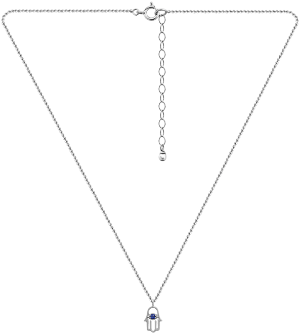 Lab-Grown Sapphire Hamsa Hand Pendant Necklace (3/8 ct. t.w.) in 18k Gold-Plated Sterling Silver, 16" + 2" extender, Created for Macy's