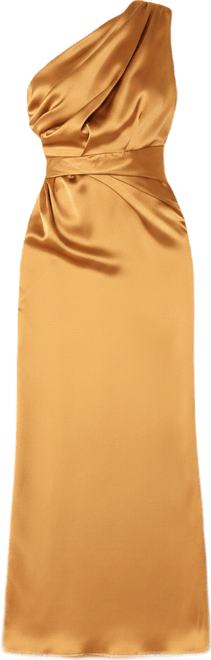 strapless open back dress Eden Front Ruffle One Shoulder Scuba Maxi Dress with Thigh Split main image 0