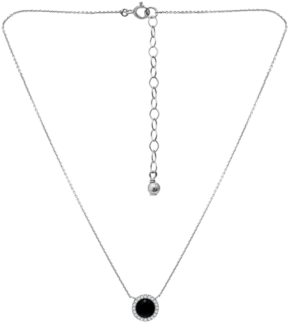 Onyx & Cubic Zirconia Halo Pendant Necklace in 18k Gold-Plated Sterling Silver, 16" + 2" extender (Also in Dyed Howlite), Created for Ma