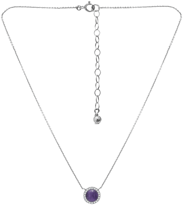 Onyx & Cubic Zirconia Halo Pendant Necklace in 18k Gold-Plated Sterling Silver, 16" + 2" extender (Also in Dyed Howlite), Created for Ma