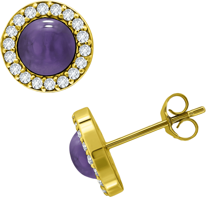 Onyx & Cubic Zirconia Halo Stud Earrings in Sterling Silver, Created for Macy's