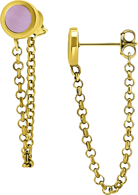 Abalone Chain Front and Back Drop Earrings in 18k Gold-Plated Sterling Silver (Also in Pink Shell), Created for Macy's