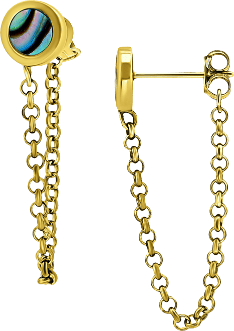 Abalone Chain Front and Back Drop Earrings in 18k Gold-Plated Sterling Silver (Also in Pink Shell), Created for Macy's