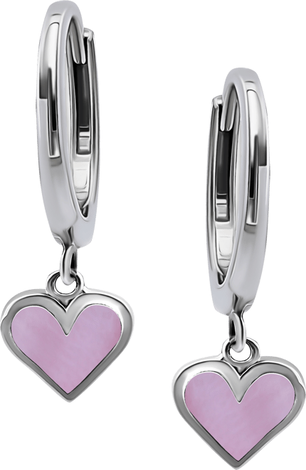 Pink Shell Heart Dangle Hoop Drop Earrings in Sterling Silver, Created for Macy's