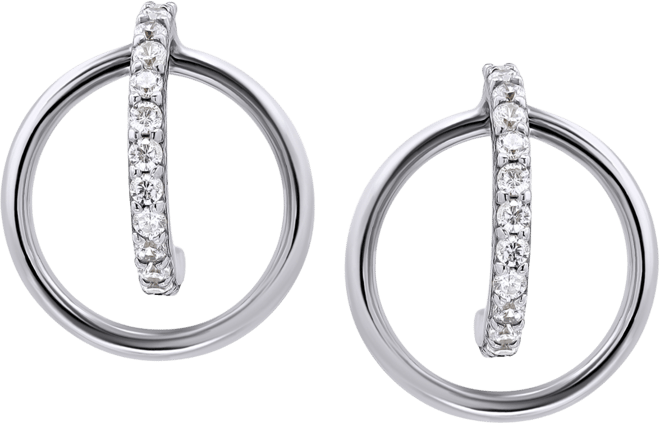 Cubic Zirconia Orbital Hoop Earrings in Sterling Silver & 18k Gold-Plate, Created for Macy's