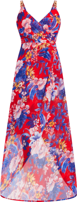 Women's Floral Print Sleeveless High-Low Maxi Dress