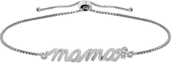 Cubic Zirconia Mama Heart Bolo Bracelet in Sterling Silver, Created for Macy's