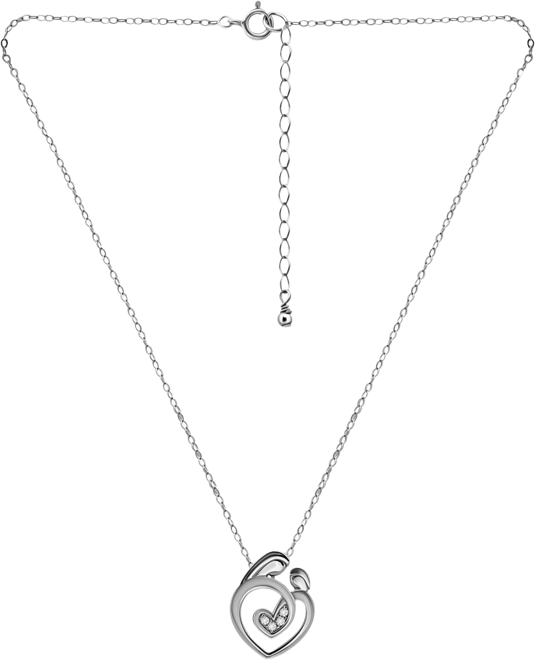 Cubic Zirconia Mother & Child Pendant Necklace, 16" + 2" extender, Created for Macy's