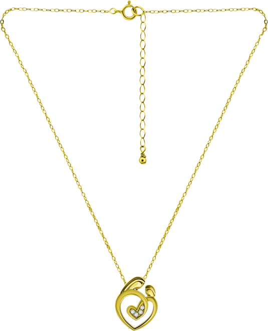 Cubic Zirconia Mother & Child Pendant Necklace, 16" + 2" extender, Created for Macy's