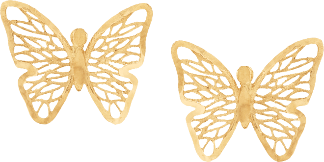 Filigree Openwork Butterfly Stud Earrings in 10k Gold