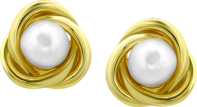 Cultured Freshwater Pearl (5mm) Love Knot Stud Earrings, Created for Macy's