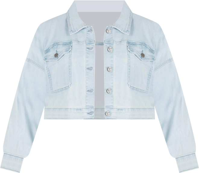 Women's Plus Size Cropped Denim Trucker Jacket