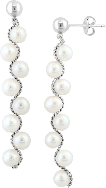 Effy Freshwater Pearl Linear Drop Earrings in Sterling Silver