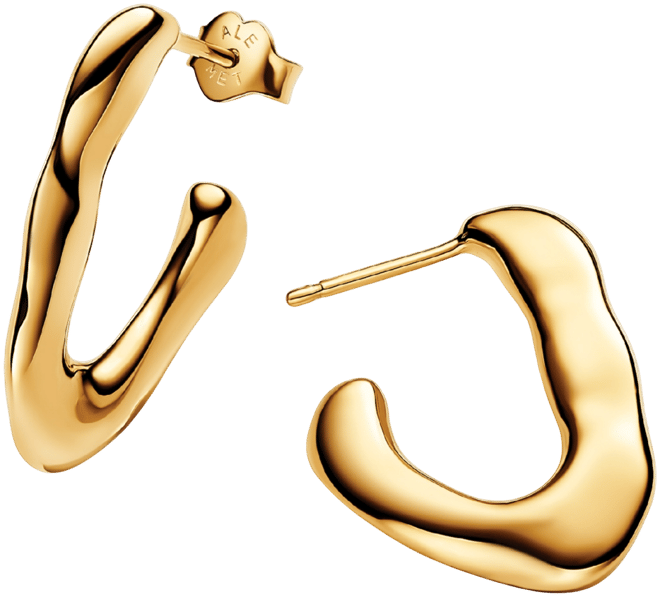 14k gold-plated V-shaped Open Hoop Earrings