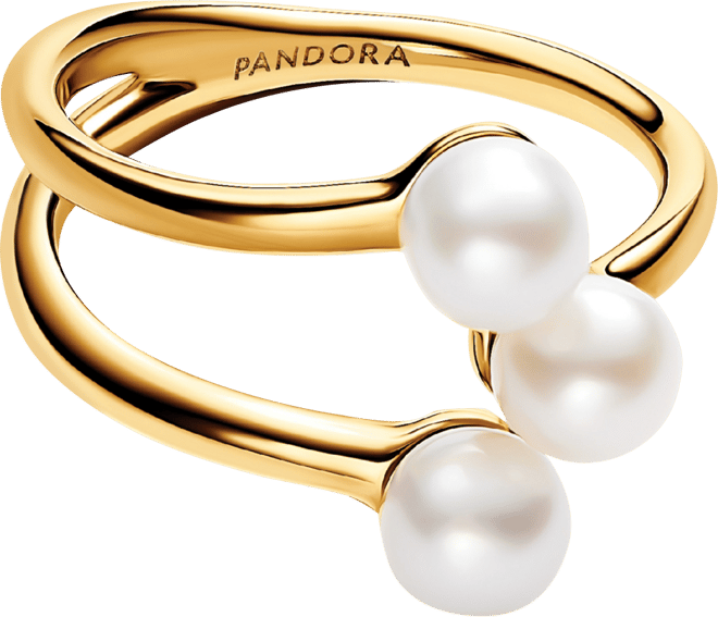 Treated Freshwater Cultured Pearl Open Ring in 14k Gold-plated
