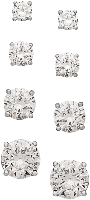 Cubic Zirconia Stud Set in 18k Gold over Sterling Silver