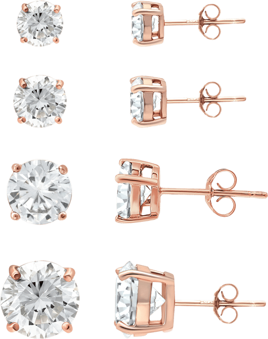 Cubic Zirconia Stud Set in 18k Gold over Sterling Silver