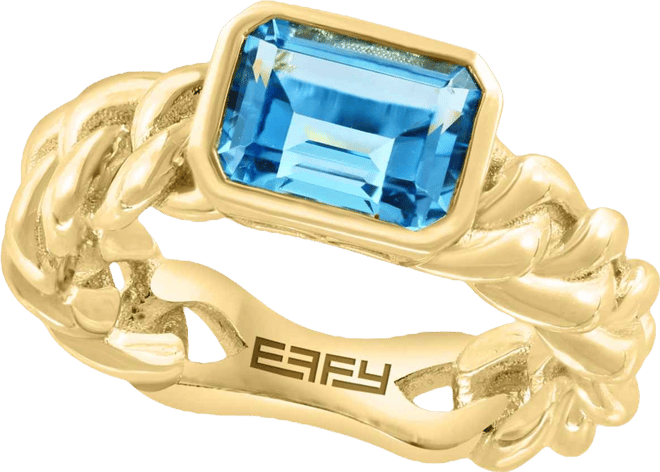 Effy Blue Topaz Chain Link Statement Ring (1-7/8 ct. t.w.) in Gold-Plated Sterling Silver