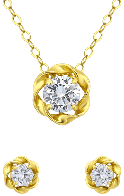 2-Pc. Set Cubic Zirconia Love Knot Pendant Necklace & Matching Stud Earrings in 18k Gold-Plated Sterling Silver, Created for Macy's