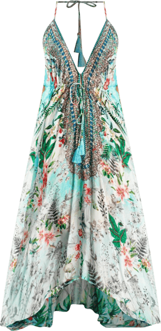 Women's Maxi Boho Art Halterneck Dress