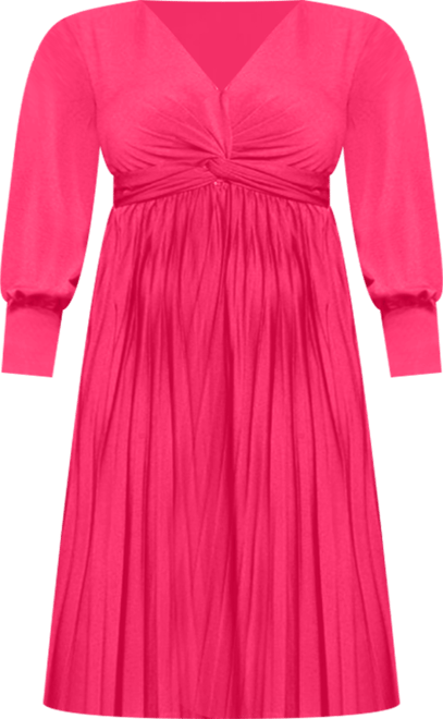 Women's Plus Size Knot Front Pleated Skirt Dress