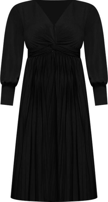 Women's Plus Size Knot Front Pleated Skirt Dress