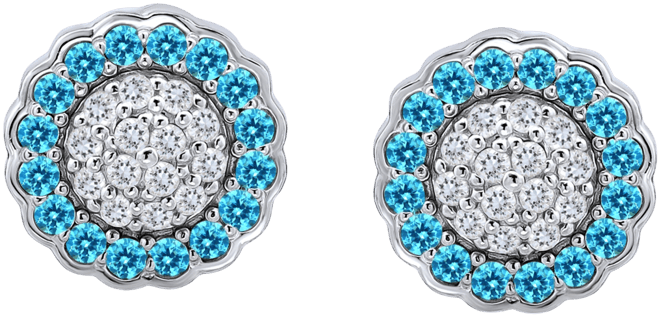 Blue & White Cubic Zirconia Reverse Halo Stud Earrings, Created for Macy's