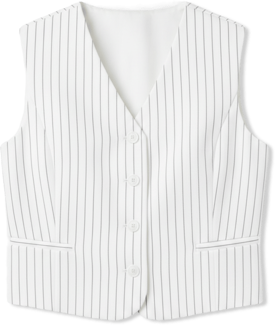 Women's Pinstrpied Vest with Welted Pocket