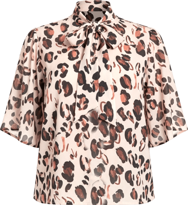 Women's Bow Blouse With Flutter Sleeve