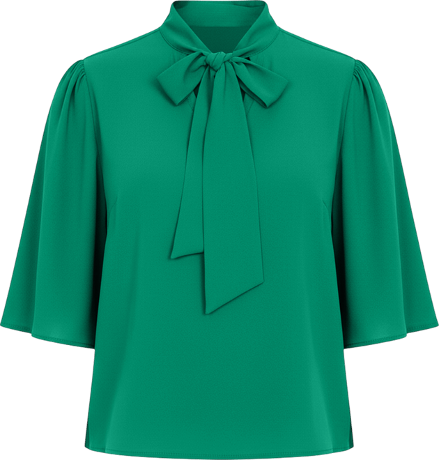 Women's Bow Blouse With Flutter Sleeve