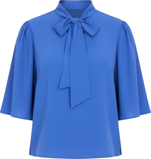 Women's Bow Blouse With Flutter Sleeve