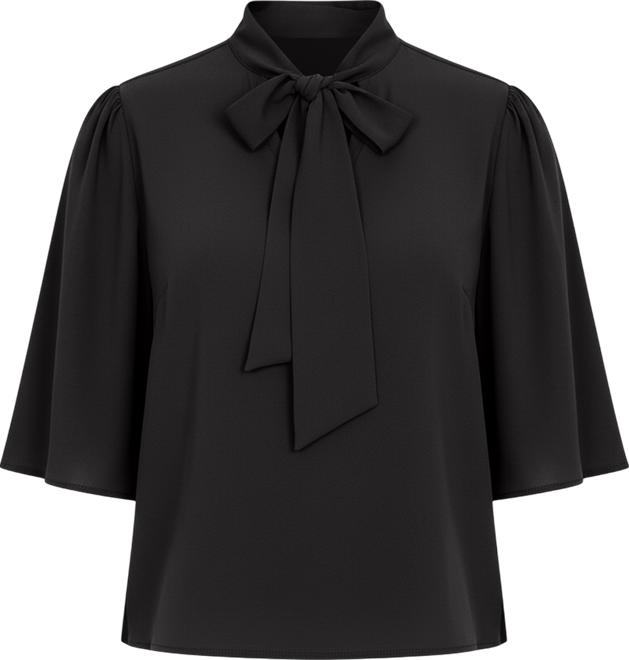 Women's Bow Blouse With Flutter Sleeve