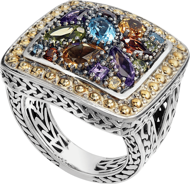 Effy Multi-Stone Ring in 18k Yellow Gold and Sterling Silver (3-1/4 ct. t.w.)