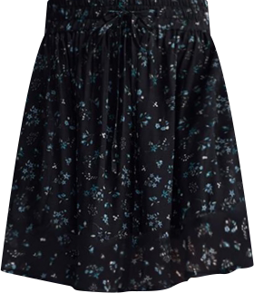 Women's Drawstring Short Skirt in Blue Florals